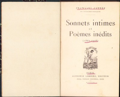 HST C1338 Sonnets intims et Poemes inedits 1911 Francois Coppee foto