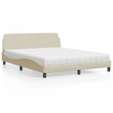 Cumpara ieftin Pat cu saltea, crem, 160x200 cm, material textil