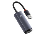 ADAPTOR RETEA Baseus Lite, USB 2.0 to RJ-45 Gigabit LAN Adapter, metalic, LED, gri &quot;WKQX000113&quot; (timbru verde 0.18 lei) - 6932172606077