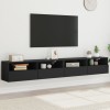 Gossi dulapuri tv de perete 2 buc. negru 100x30x30 cm lemn compozit
