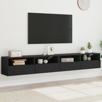 vidaXL Dulapuri TV de perete 2 buc. negru 100x30x30 cm lemn compozit foto