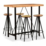 Cumpara ieftin Set mobilier bar, 5 piese, lemn masiv acacia si lemn reciclat