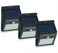 Set 3 Lampi Solare cu 30 LED, senzor de miscare si senzor de lumina foto