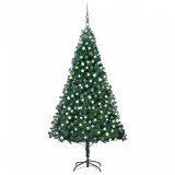 VidaXL Brad Crăciun artificial pre-iluminat, set globuri, verde 240 cm