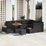 VidaXL Set de canapele pentru grădină 12 pcs Negru Rattan poli
