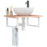 vidaXL Raft pentru lavoar montat pe perete, oțel și lemn masiv stejar 3302604
