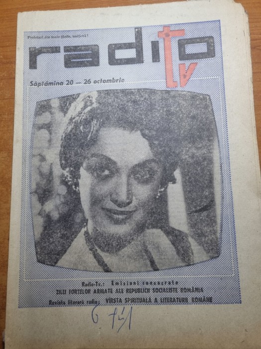 revista radio tv 17 octombrie 1968 cu programul din 20 - 26 octombrie 1968