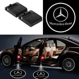 Set 2 Lampi Proiectoare LED Logo Mercedes Universale Portiera, Negru, Fibra Carbon