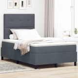 vidaXL Pat cu arcuri cu saltea Gri &icirc;nchis 120 x 200 cm Catifea 3343305