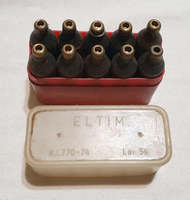 ELTIM Romania Set complet capsule metalice pentru umplut sifon, anul 1974