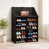 Cumpara ieftin Dulap modular pentru pantofi cu usi transparente, impermeabil, organizator spatios, design modern si economisire spatiu, negru