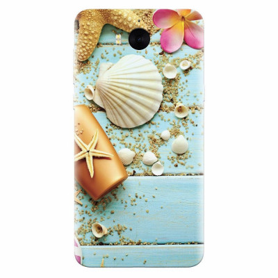 Husa silicon pentru Huawei Y5 2017, Blue Wood Seashells Sea Star foto