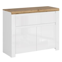 Comoda alb lucios stejar wotan Vilgo 106x41.5x84.5 cm