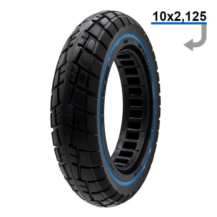 Anvelopă solidă ultra-ușoară off-road, 10x2.125-6.1/B34, negru cu linie albastră | Motorevolution