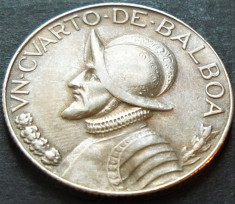 Moneda 25 CENTESIMOS (1/4 Balboa) - PANAMA, anul 1966 *cod 3247 foto