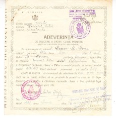 QW13 13 - 1938 - Adeverinta de trecere a patru clase primare