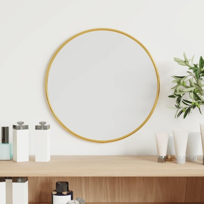 vidaXL Oglindă de perete rotundă, auriu, &Oslash; 30 cm