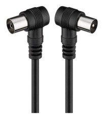 Cablu coaxial tata-mama 1.5m negru conectorI cotitI Goobay foto