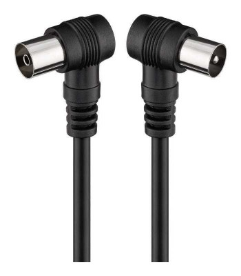 Cablu coaxial tata-mama 1.5m negru conectorI cotitI Goobay foto