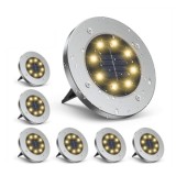 Cumpara ieftin BZRSH Set 8 Spot Solar 8 LED Alb Cald IP65 Metal Gradina Incarcare Rapida