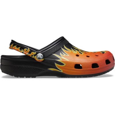 Saboti Crocs Classic Flames Clog Negru - Black/Multi foto