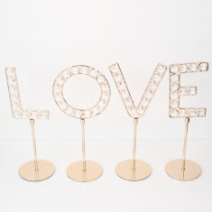 Decoratiune LOVE, fier+sticla, 12x12x16cm