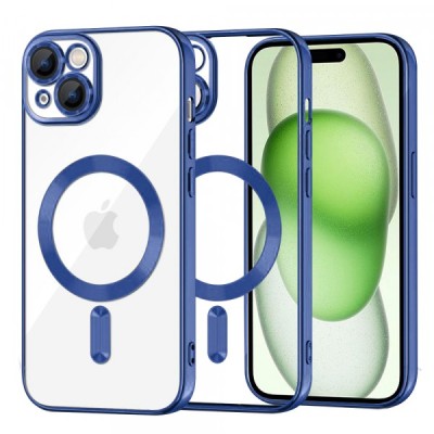 Husa MagSafe pentru Apple iPhone 15 Plus, Techsuit, Luxury Crystal, Albastra foto