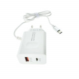 Cumpara ieftin Set incarcator retea cu cablu USB Tip C, QC 3.0, PD, 20W, cu port USB si USB de tip C, P07-W, alb