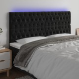 VidaXL Tăblie de pat cu LED, negru, 180x7x118/128 cm, catifea