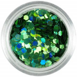 Decora&Aring;&pound;iune pentru unghii, cu efect holografic, 2mm - hexagon verde