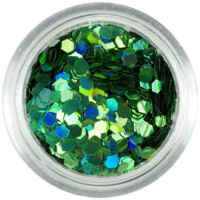 Decora&amp;Aring;&amp;pound;iune pentru unghii, cu efect holografic, 2mm - hexagon verde foto