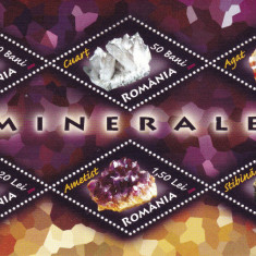 ROMANIA 2006 LP 1731 b MINERALE BLOC DE 6 TIMBRE MNH