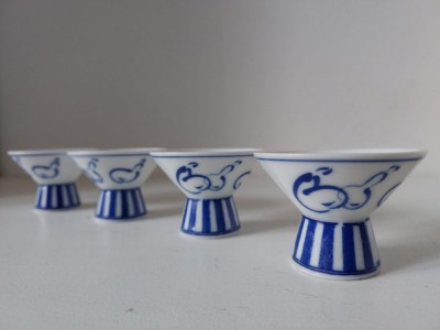 Set 4 pahare de sake, vintage de portelan Made in Japan, foto