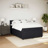 VidaXL Pat box spring cu saltea, negru, 160x200 cm, catifea