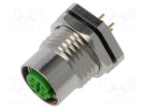 Conector M12 soclu mamă 4 pini 4A 250V IP67 drept THT LUTRONIC