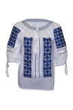 Bluza tip ie dama RA 277, marime M, alb/albastru