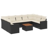 Cumpara ieftin Set canapele de gradina cu perne, 10 piese, negru, poliratan