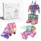 Set de constructie magnetic, 177 piese, Magnetic Tiles, Pastel de forme geometrice diferite, 2D, 3D