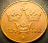 Moneda istorica 5 ORE - SUEDIA, anul 1950 *cod 5285 A = patina, Europa, Bronz