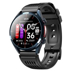 Smartwatch iSEN FE02, Albastru, Curea Silicon Neagra, 1.43 AMOLED, EKG, Ritm Cardiac, SpO2, Glicemie, Tensiune, Moduri Sport, Apelare HD Bluetooth, 35