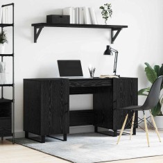 vidaXL Birou cu raft Stejar negru 140 x 50 x 75 cm Lemn compozit 879530