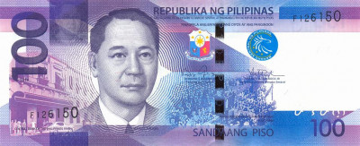 FILIPINE █ bancnota █ 100 Piso █ 2010 █ P-208 █ UNC █ necirculata foto