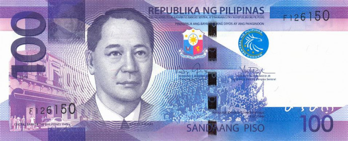 FILIPINE █ bancnota █ 100 Piso █ 2010 █ P-208 █ UNC █ necirculata