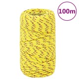 vidaXL Fr&acirc;nghie de barcă, galben, 2 mm, 100 m, polipropilenă