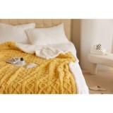 Cumpara ieftin Patura Cocolino cu Blanita Uni, Model Tricotat-JO258 GALBEN