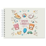 Album foto / Guestbook Caiet poze marturii personalizabil 3 pentru botez, format A5 landscape, pix inclus, 120 pagini albe, accesoriu nunta