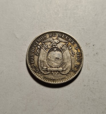 Ecuador 2 Dos Decimos Sucre 1895 XF + Aunc foto