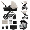 Carucior 3 in 1 Kinderkraft Moov 2 Moonlight Grey + Scoica Auto Mink Pro I-Size, Roti Spuma, Landou, Accesorii, Gri/Antracit