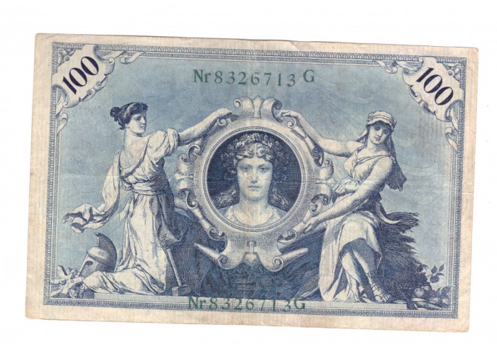 Bancnota Germania 100 mark/marci 7 februarie 1908, serie verde, stare buna