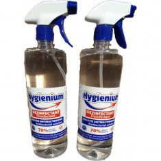 Solutie antibacteriana Hygienium dezinfectanta pentru maini 2 x 1000ml 2 Litri 70% Alcool Pulverizant Avizat de Ministerul Sanatatii in stoc foto